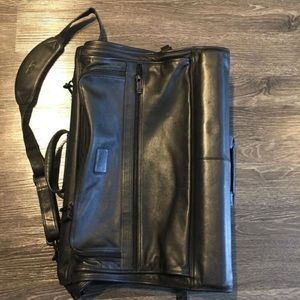 TUMI Black Leather Garment Tri Fold Carry on